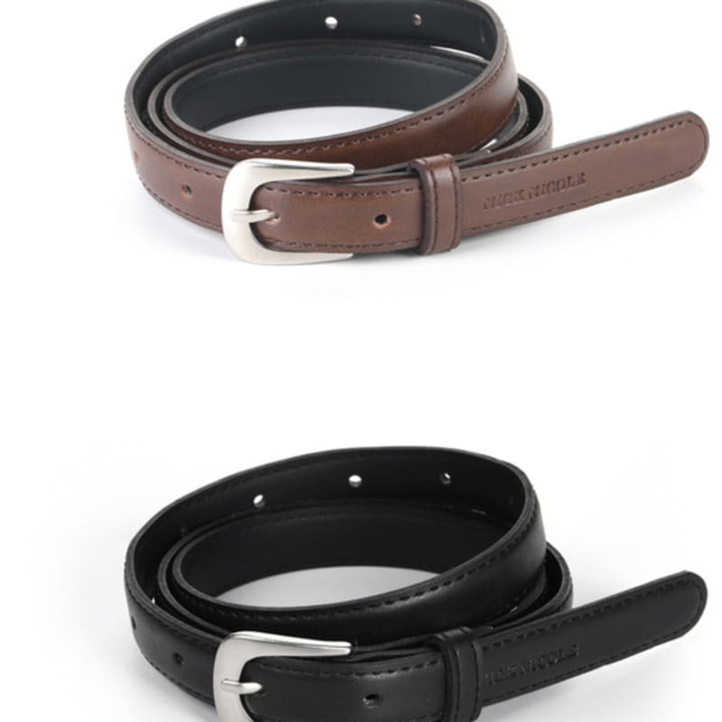 

nick&NICOLE КОЖАНЫЙ РЕМЕНЬ С СЕРЕБРЯНОЙ ПРЯЖКОЙ_2 ЦВЕТА BLACK