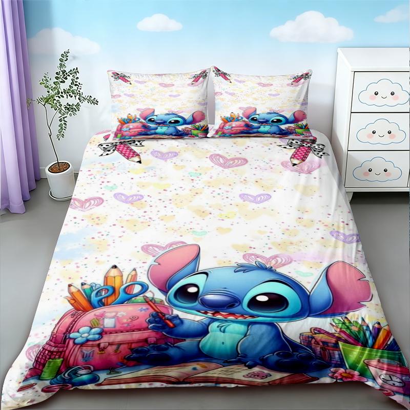 Kids Stitch & Angel Duvet Cover Cartoon Quilt Cover Soft and Comfortable Bedding Set for Bedroom Decor Home Gifts