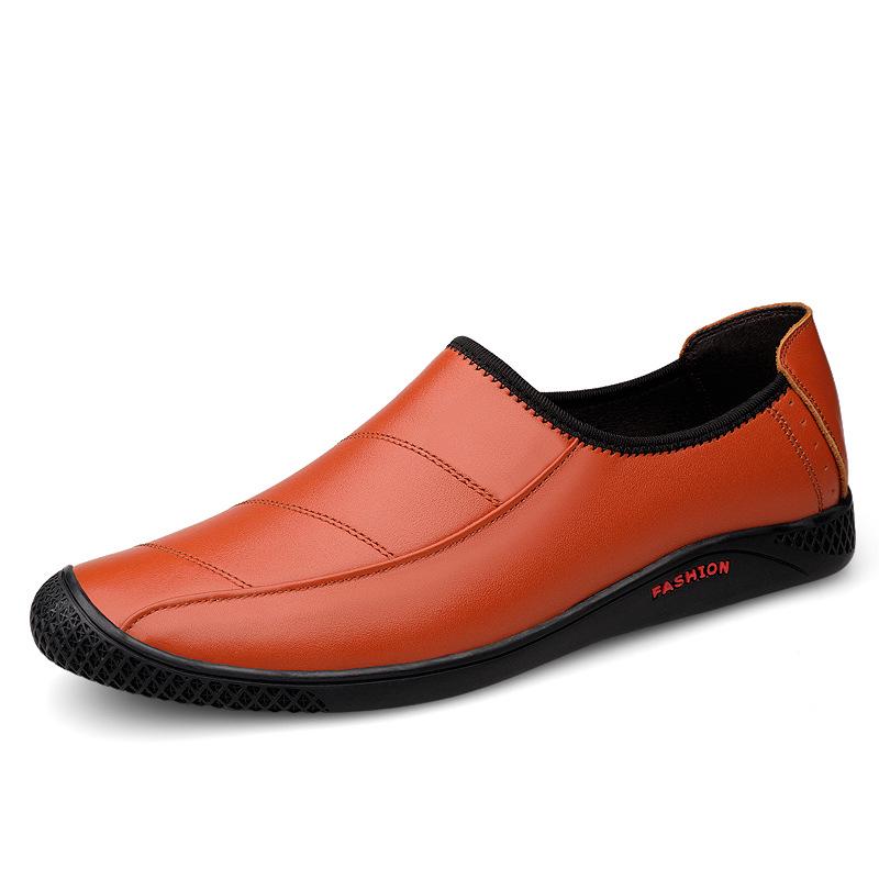 Мужские классические кожаные лоферы - Модные туфли-лоферы без шнурков Size 44 коричневый