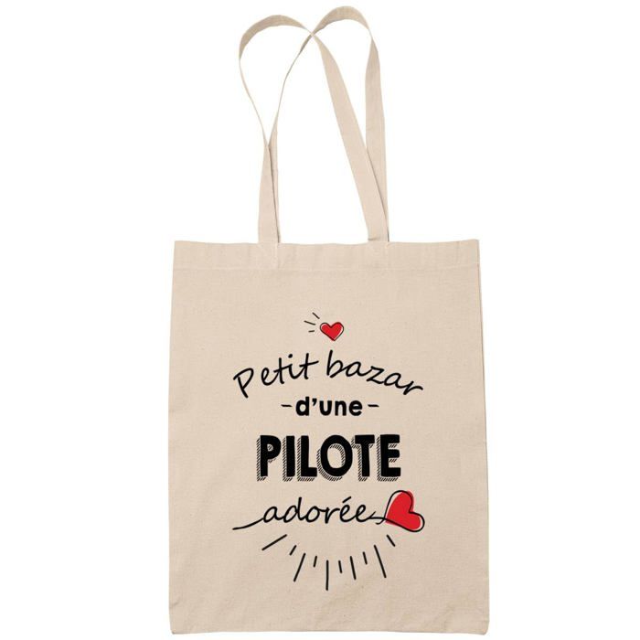 Tote bag - PLANETEE - Pilote adorée femme - Coton - Imprimé en France - Anses solides