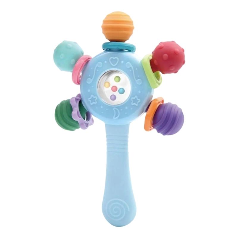 

Infant Grasping Toy Manhattan Ball Rattle Teether With Soft Safe Design And Bright Color For Babies Easy Hand Grip синій