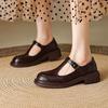 Krazing Pot Sheepskin Round Toe Size 42 Thick Med Heels Slip on Platform Gladiator Metal Buckle Autumn Pumps
