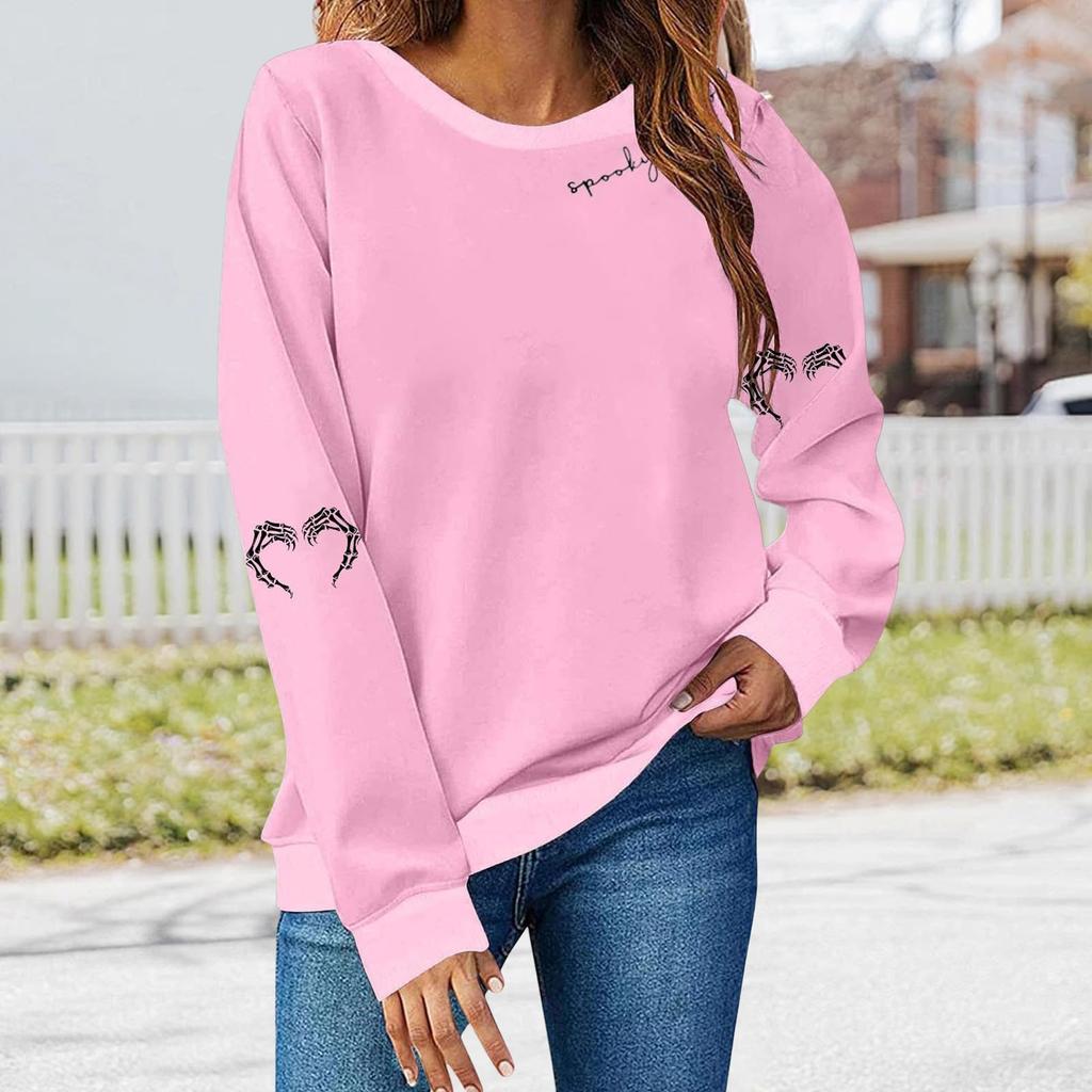 Ladies' Loose Comfortable Casual Fashionable Halloween Printed Long Sleeved Sweatshirt
