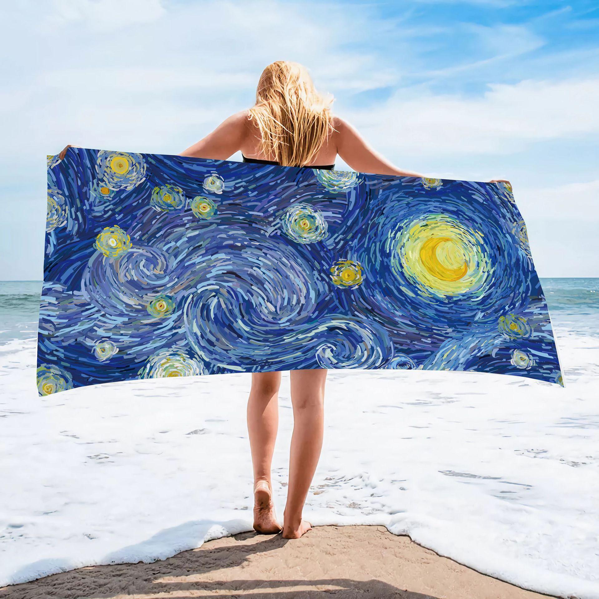 Farm Cow & Calf Beach Towel Watercolor Flower Print Quick Dry Towel for Animal Lovers 50x100cm