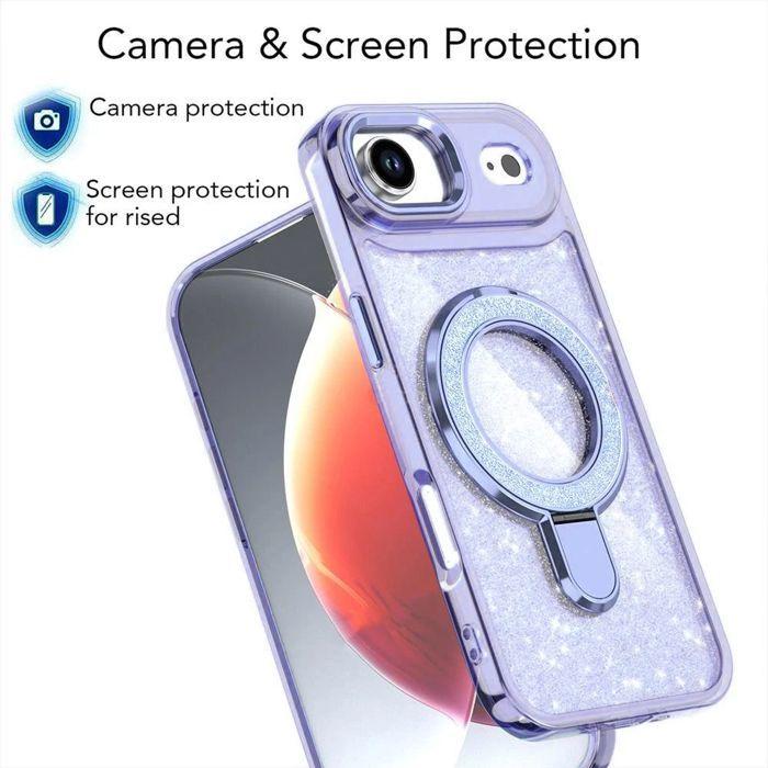 Coque de Téléphone - BOOLING - pour iPhone Air - Silicone et PC Cercle Magnétique - Scintillant Bleu