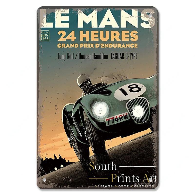 Vintage Metal Tin Signs Racing Car Plaque Decor F1 Racetrack Metal Poster Wall Art for Garage