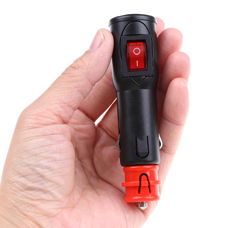 12V-24V 8A Male Car Lighter Socket Plug Connector With Red On/Off Switch