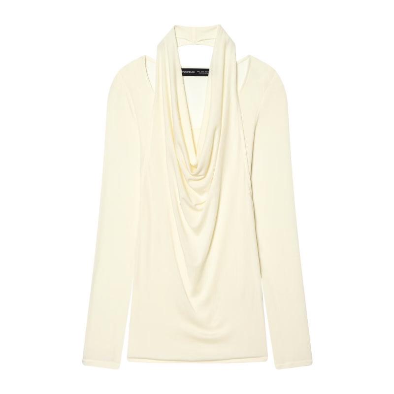 

2026 Spring Double Layer Long Sleeve T-shirt - European & American Style Fashion Large абрикос світлого кольору