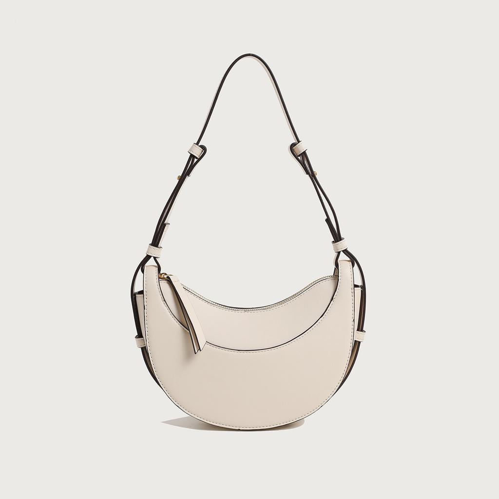 New Moon-shaped Crescent-shaped Bag with Lychee Pattern for Daily Use, Single Shoulder, Slanted Crossbody Bag