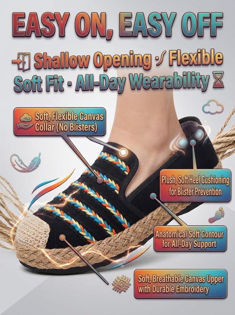 Women's Spring New Slip-On Flats Ethnic Style Casual Shoes Lightweight Soft Sole Comfortable Walking Shoes Fashion Everyday Wear