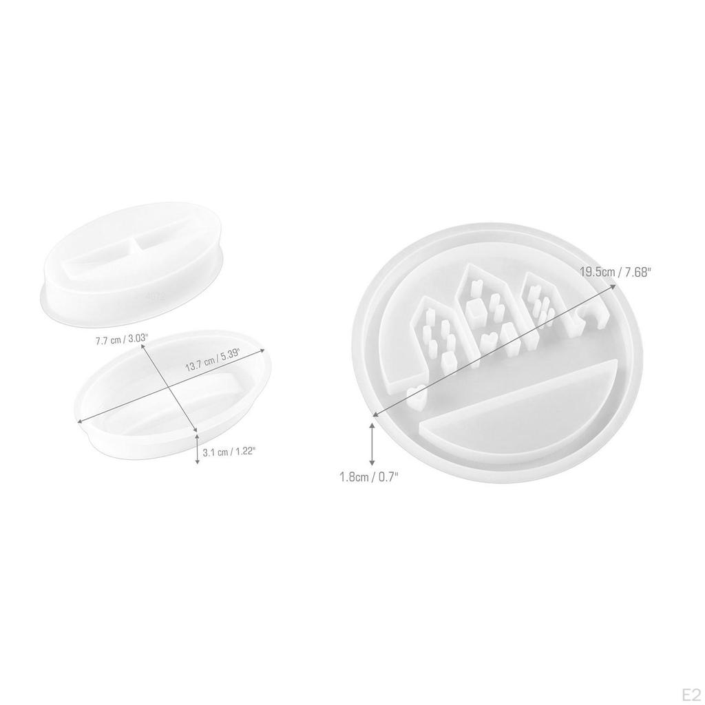 2 Stück Silikonmodell Gips mit Sockel Skulptur Ton Handgefertigt Hausform für Deko Seife