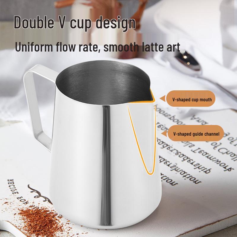 304 Stainless Steel Latte Art Milk Frothing Jug - Embossed Spout for Perfect Foam