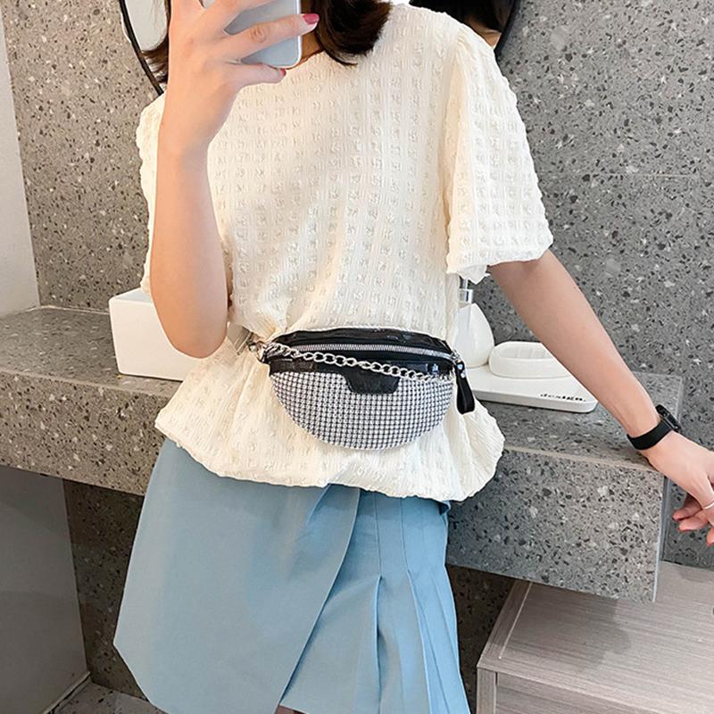 Yogodlns Lässige Strass-Hüfttasche Glänzende Kristall-Bauchtaschen Umhängetaschen Abend