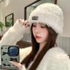 Plush Hat Women's Autumn and Winter New Thickened Warm Wool Hat Big Head Circumference Shows Small Face Versatile Knitted Hat