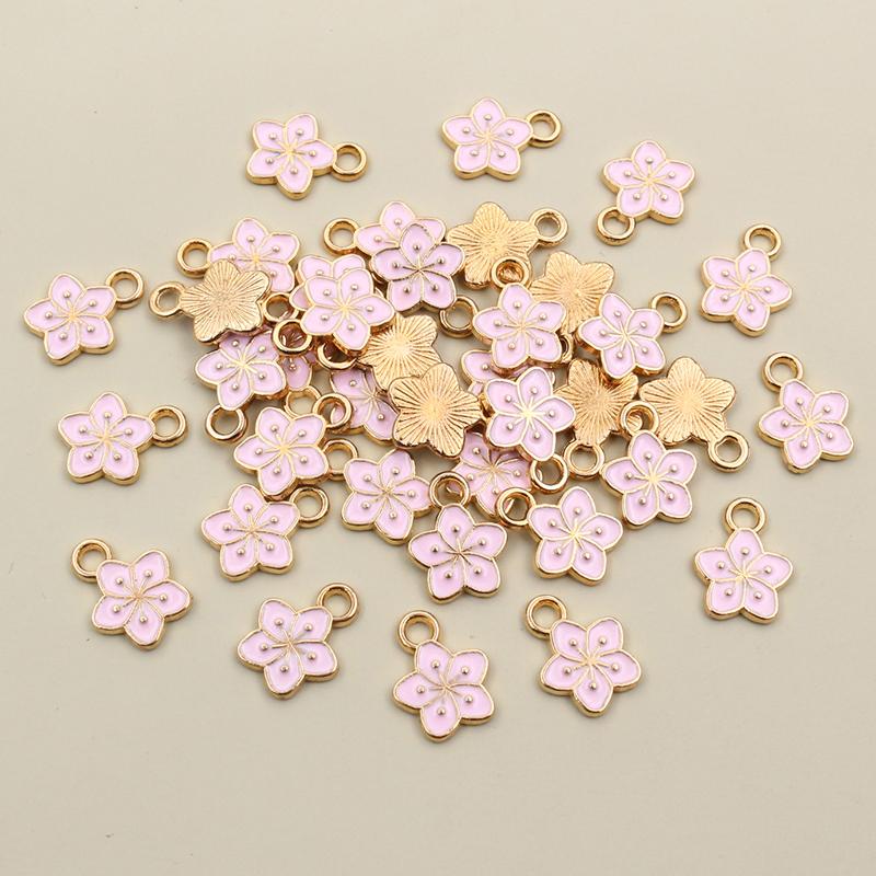 50Pcs 11x9mm Small Alloy Flower Charms Pendants Multi Colors For DIY Bracelet Necklaces Jewelry Making Accessories