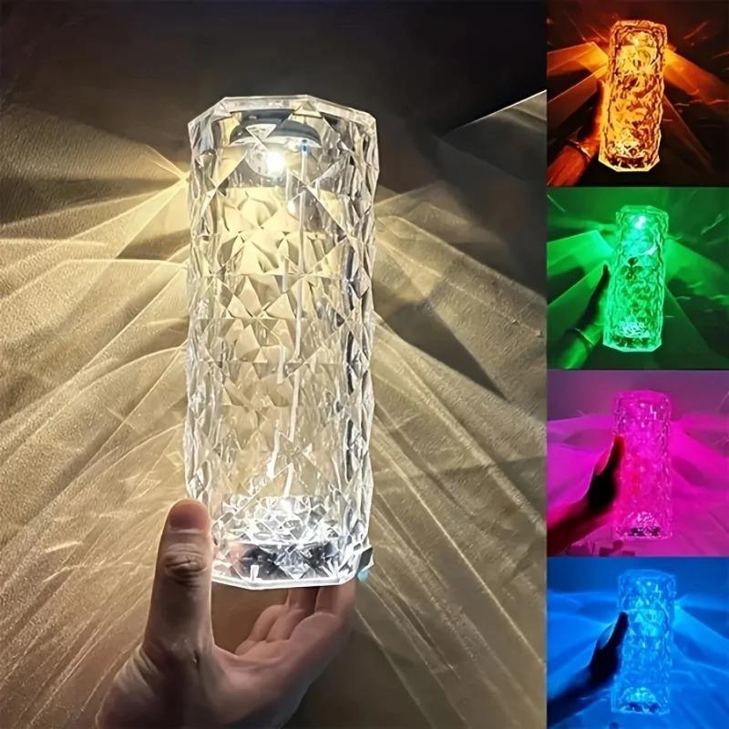 Crystal Lamp 16-Color Changing RGB Night Light  Lamp USB Romantic LED Rose Table Lamps  Bedroom Party Dinner Decor Light
