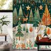 Christmas Tree Reindeer Washable Dirt-Resistant Shower Curtain Shower Head Waterproof Polyester Bath Curtain For Home Decor