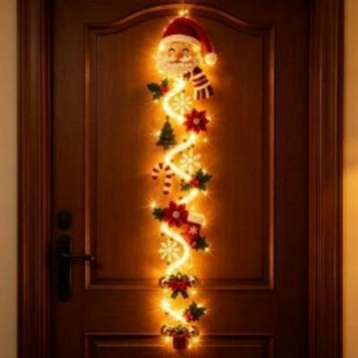 LED Kerstman Spiraal Deurhanger met Belletjes - Kerst Haakwerk Decoraties voor Ramen en Entrees