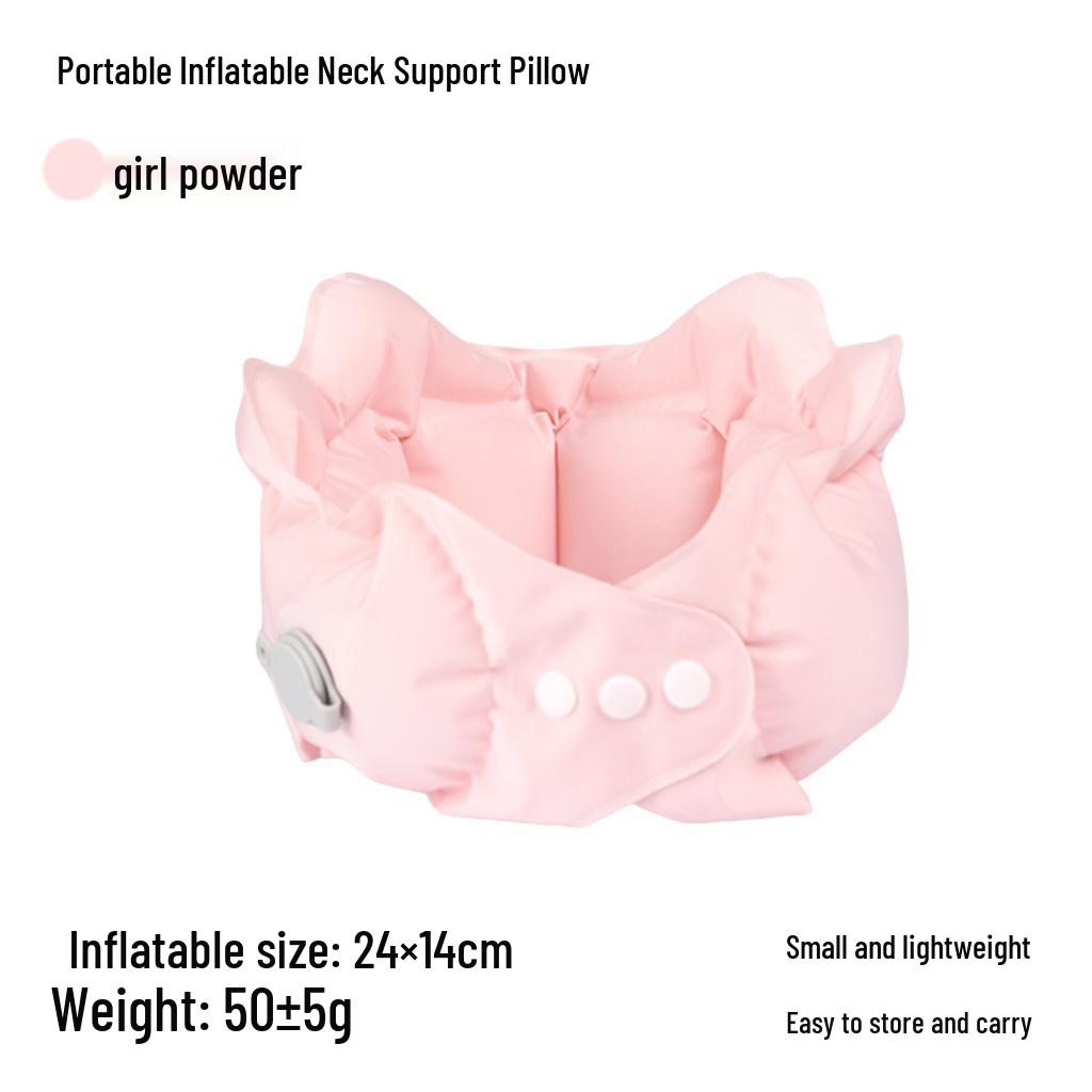 Inflatable U-shaped Travel Neck Pillow - Portable, Ergonomic, Height-Adjustable, Storable Milk Silk Design