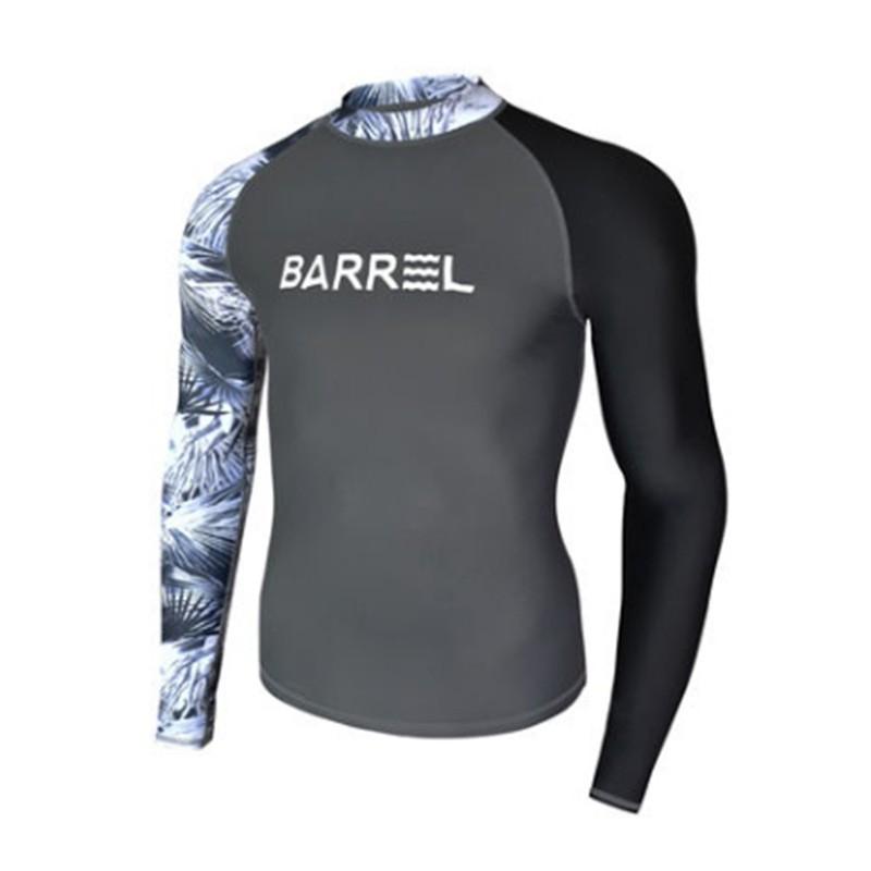 Mens Long Sleeve Rash Guard UPF 50 Sun Protection Swim Shirt Surfing Swimming Snorkeling