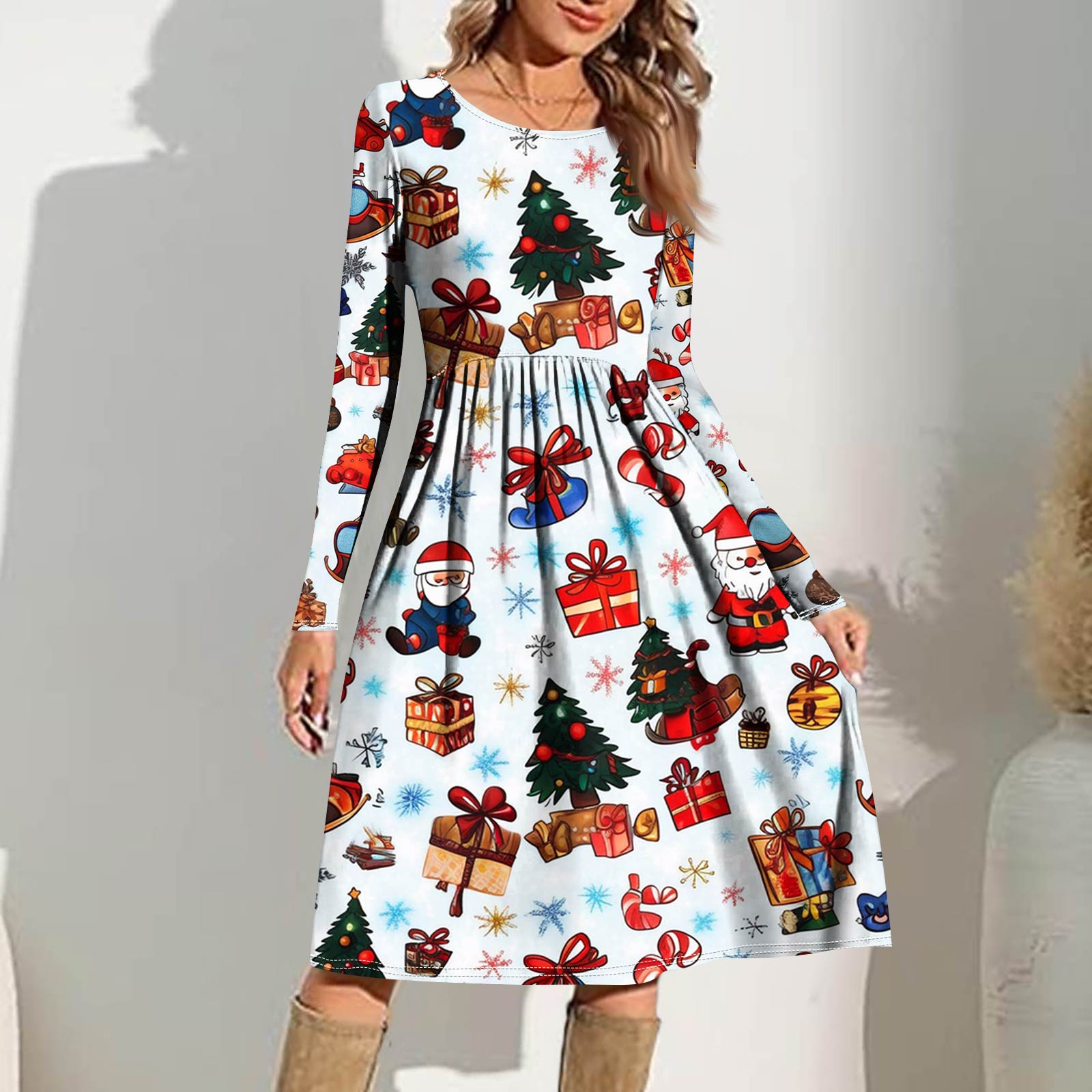 

Женское повседневное платье с градиентным принтом, весеннее, с карманом, с круглым вырезом, с длинным рукавом S