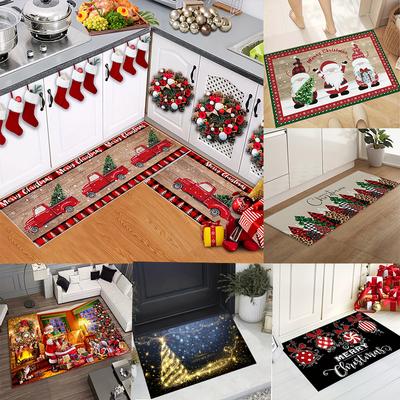 1 Stück rutschfester Teppich mit Weihnachtsdruck als Dekoration für Zuhause und das Büro. Schmutzabweisend und perfekt für Wohnzimmer, Schlafzimmer und Küche.