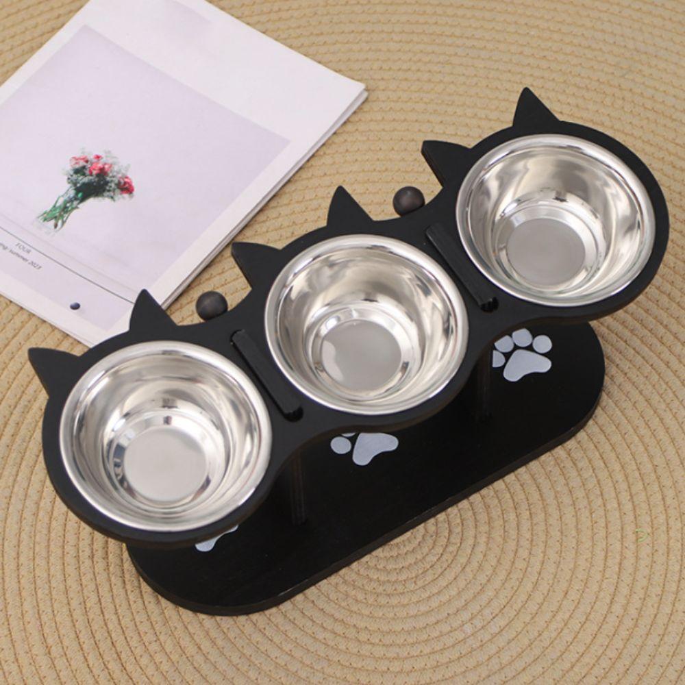 3 In 1 Pet Food Feeder Stainless Steel Pet Water Bowl Cute Elevated Cat Dog Bowl  Pet Treats