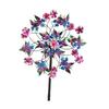 Garden Wind Spinner with Stake Butterflies Birds Flowers Kinetic Windmill 34 Inch Metal Outdoor Wind Sculpture Yard Art Decoration for Patio Lawn