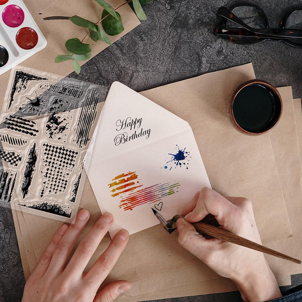 2Pcs 2 Styles Splodge PVC Clear Stamps for DIY Scrapbooking Photo Album Decorative Cards Making Stamp Sheets Mixed Shapes 160x110x3mm 1pc/style