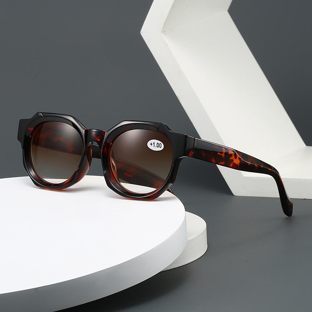 Fashion Polygon Reading Sunglasses Tea-colored Lenses Men Women Classic Retro Ultralight High-definition Presbyopia Sunglasses