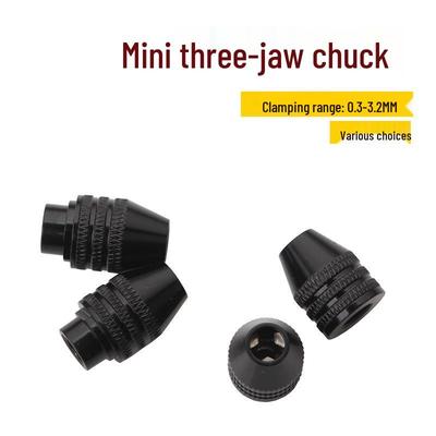 Mini Drill Chuck with Three-Jaw Nut, Flexible Shaft, and Long/Short Tail Accessories