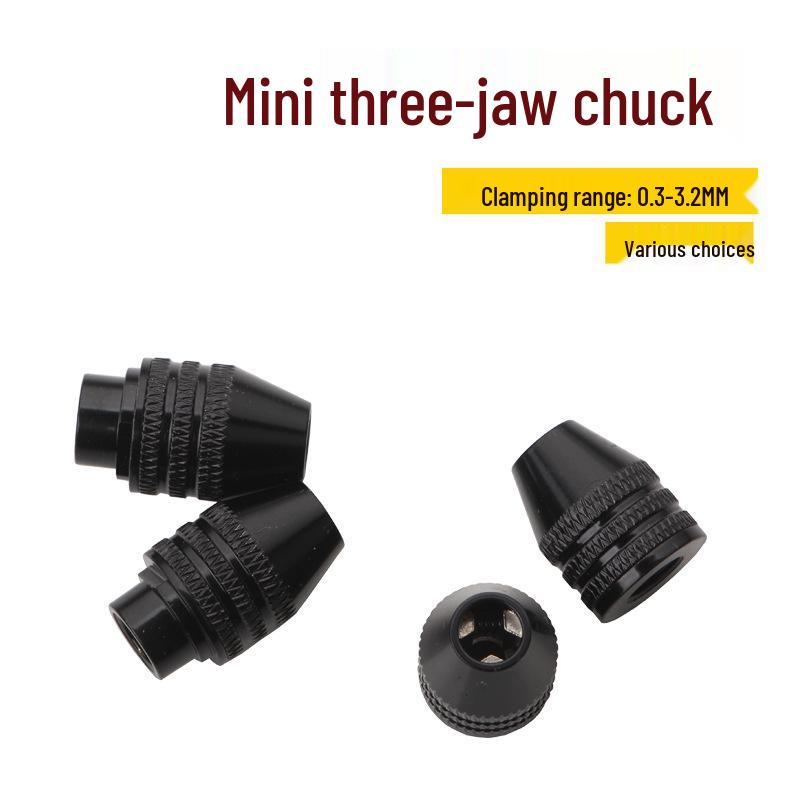 Mini Drill Chuck with Three-Jaw Nut, Flexible Shaft, and Long/Short Tail Accessories
