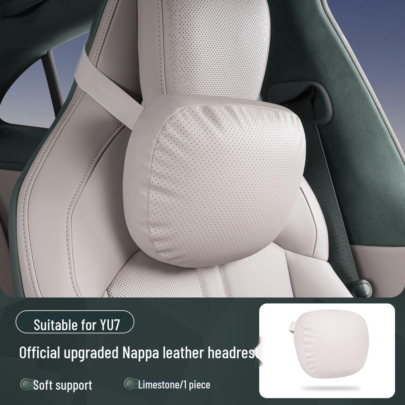YU7 Headrest and Lumbar Support: Leather Memory Foam Neck Pillow and Lumbar Pad 1 Headrest