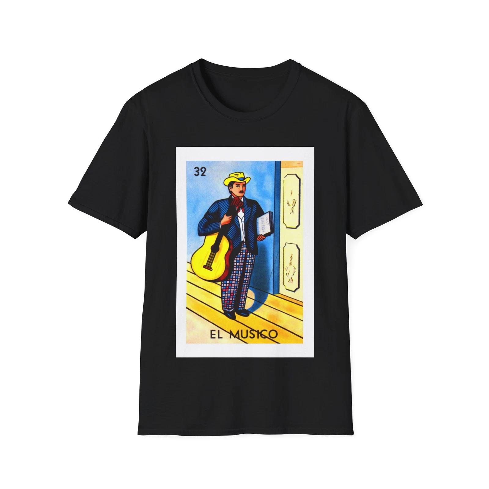 El Musico Loteria Mexican Bingo T-Shirt, Gift for Music Lovers, Celebration Tee, 2XL