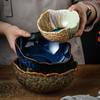 Japanese Hammer Pattern Irregular Ceramic Salad Bowl Home Fruit Plate Creative Tableware Dessert Bowl Cereal Breakfast Bowl