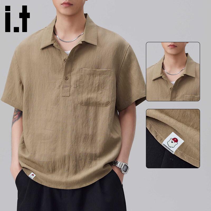 :CHOCOOLATEit Men's Summer Linen Blend Polo Shirt