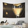 "Luxury Champagne Glass Design" Pattern Wall Hanging Tapestry Decorative Tapestry Home Decor for Bedroom and Living Room