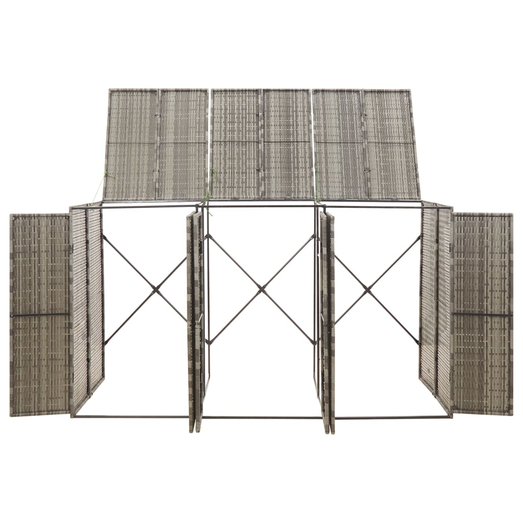 Vidaxl Osłona Na 3 Kosze Na Śmieci, Szara, 207X80X117 Cm, Polirattan