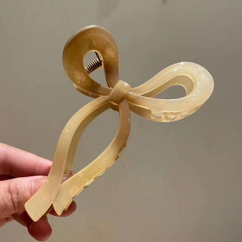 Simple Hollow Streamer Bow Ties Oil Dripping Plastic Hair Claw Clip Hairpin Hair Accessories for Women