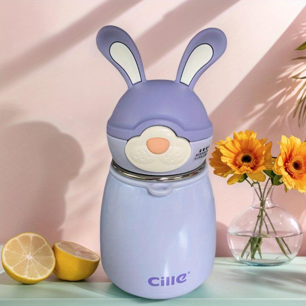 

Cille Kids Insulated Water Bottle, 316 Stainless Steel Sippy Cup with Straw, Cute Bunny Design, Durable and Reusable for School and Play