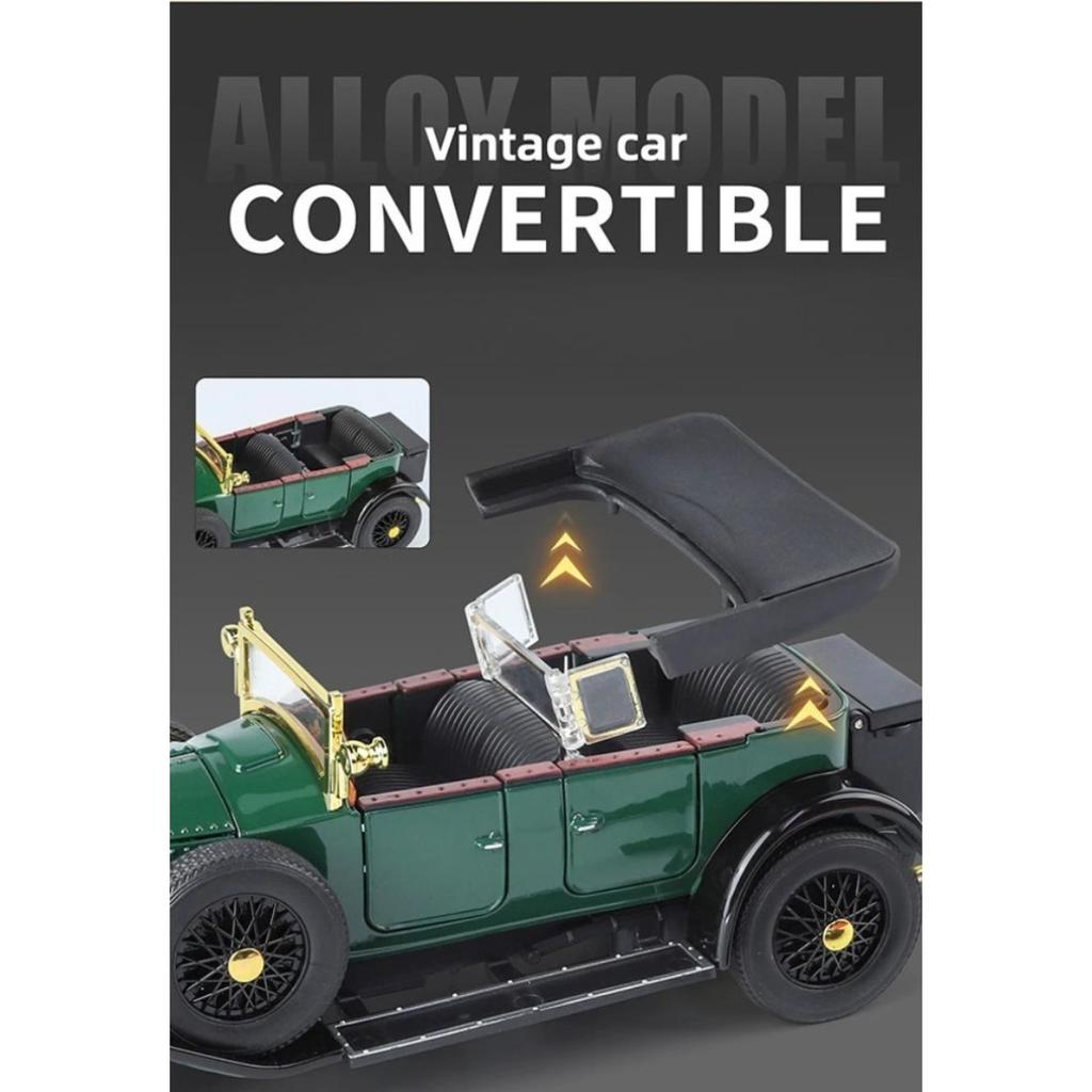Simulation 1/24 Rolls-Royce Phantom Vintage Car Alloy Car Model Collection Ornaments Sound Light Pull Back Boy Gift Sound Light Miniature