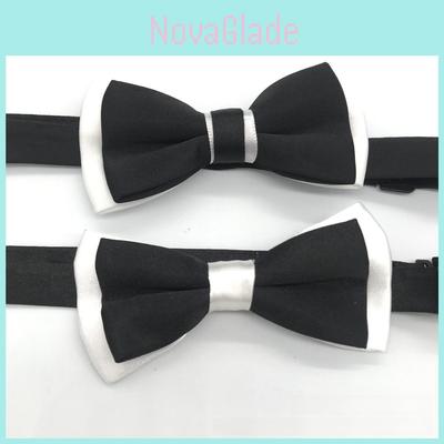 Kids Gentleman Dual Color Polyester Bow Tie With Flat Knot For Party And Ceremony
