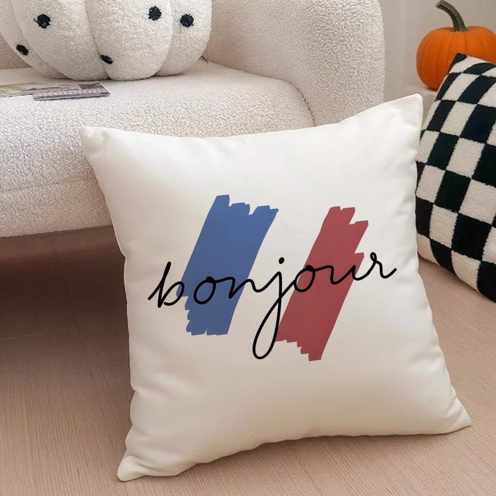 City Romantic Paris France Cushion Cover Throw Pillow Cover Hidden Button Durable Polyester Chair Cushion