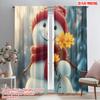 2pcs,2D Plane Printing Popular Curtains Cute Snowman Winter Flowers (2) Durable 100% Polyester Fabric (without Rod) Decorations