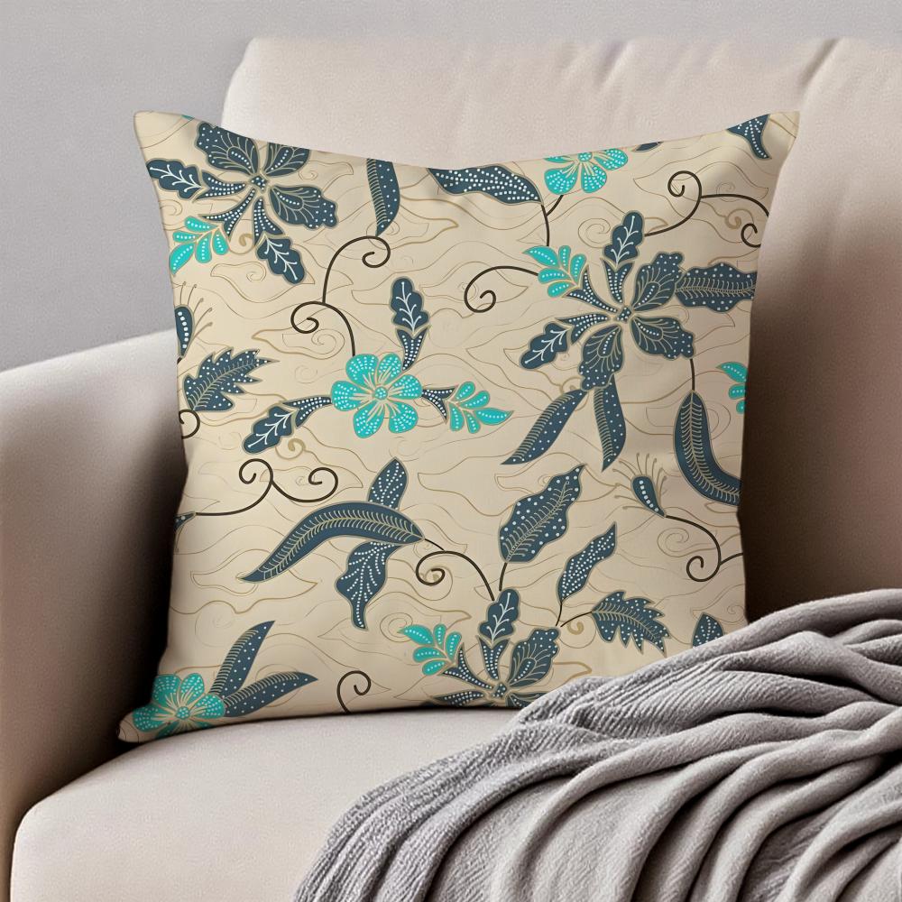 Creative Abstract Art Indonesia Batik Cushion Cover Pillowcase Antidustmite Invisible Zipper Short Plush Sofa Cushion