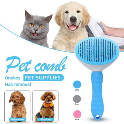 Prodotti per la Pulizia degli Animali Domestici Bottoni Universali per Gatti e Cani Pettine Automatico per la Rimozione dei Peli Corpo ad Aghi Regolabili Manico Antiscivolo