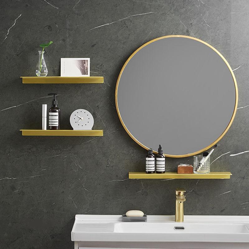 Raft de baie auriu periat aluminiu montat pe perete suport duș raft depozitare duș toaletă rafturi baie șampon cosmetice