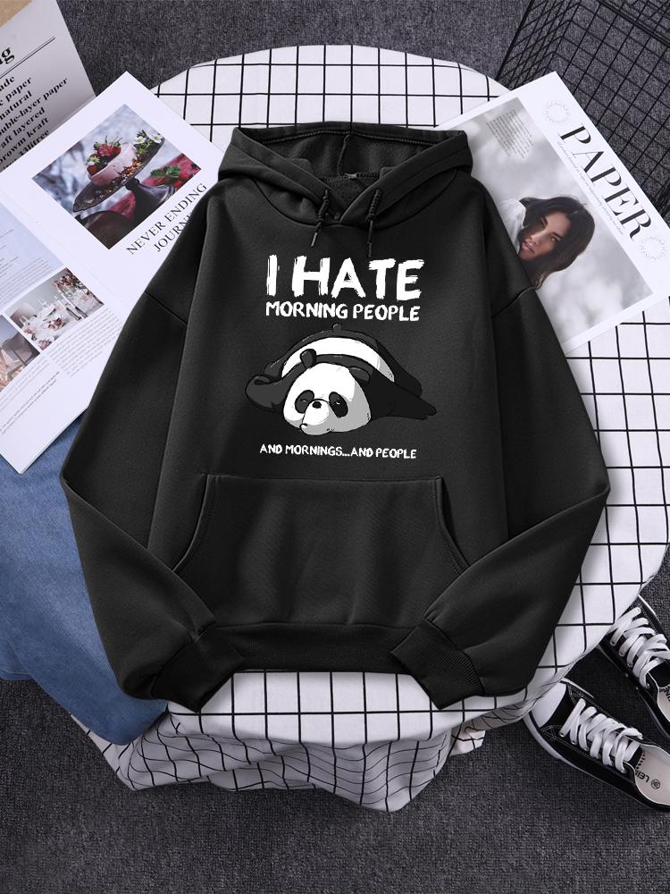 

Lazy Panda I Hate Morning People Prints Hoody Woman Casual Hoodies Plus Size Sweatshirt Harajuku Girl Autumn Warm Sudaderas Tops 3XL