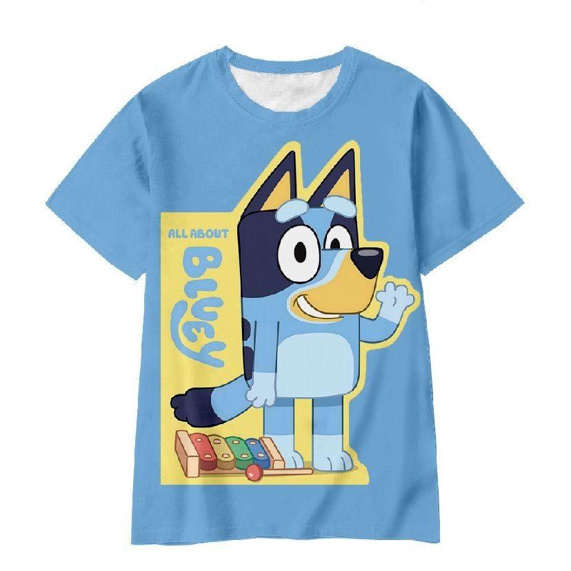 T-shirt 3D Bluey Cartone Animato per Bambini 2026 Estate Fresca Asciugatura Rapida Manica Corta Stampa Anime Maglietta Casual per Ragazzi e Ragazze Quotidiana