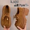 cm thick sole height increase small women's shoes genuine leather children's autumn new muffin shoes single shoes